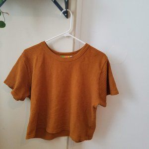 Cropped Honeycomb Tee - Spicy Mustard